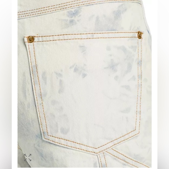 Re/Done Super High Rise Cargos Wide Leg Tie Dye Jeans Cream Blue denim NWT 26 - Picture 4 of 13